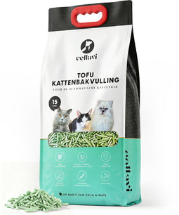 Cellavi Kattenbakvulling Tofu 15L - Klontvormende Kattenbakvulling Lavendel - Stofvrij Kattengrind