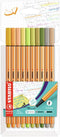 STABILO point 88 - Premium Fineliner - Fine 0,4 mm - Etui Met 10 Nieuwe Kleuren