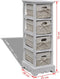 vidaXL - Opbergkast - met - 4 - weefmanden - hout - wit