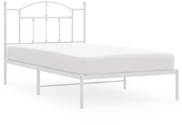 vidaXL - Bedframe - met - hoofdbord - metaal - wit - 100x190 - cm