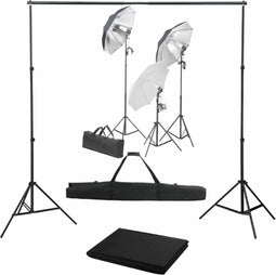 vidaXL - Fotostudioset - met - verlichtingsset - en - achtergrond