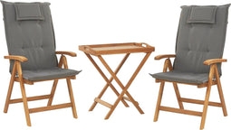 JAVA - Bistroset voor 2 - Lichte houtkleur /Grafietgrijs - Acaciahout