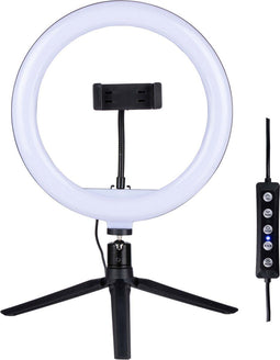 Grundig Selfie Ringlamp op Statief - voor Smartphone - Social Media en Vlogs - 152 LED - Flexibel - ⌀25 cm