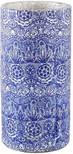 PTMD Farmer Bloempot - H38 x Ø17 cm - Terracotta - Delfs Blauw