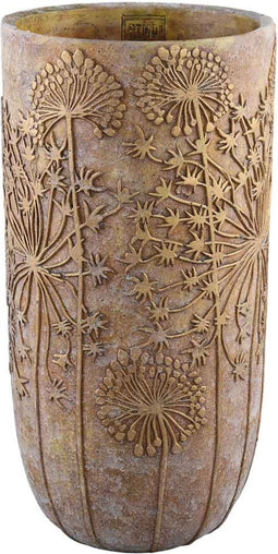 PTMD Azura Ronde Bloempot - H38 x Ø26 cm - Cement - Goud