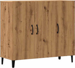 vidaXL - Dressoir - 90x34x80 - cm - bewerkt - hout - artisanaal - eikenkleur