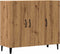 vidaXL - Dressoir - 90x34x80 - cm - bewerkt - hout - artisanaal - eikenkleur