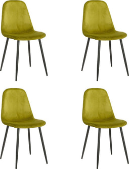 Mica Decorations Montelli - Eetkamerstoel - Velvet - Groen (set van 4)