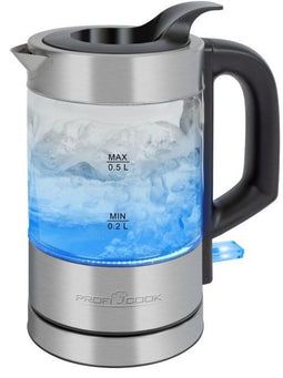 ProfiCook WKS 1228 G - Glazen Waterkoker 0,5L - Roestvrij staal - Snoerloos