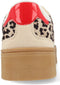POSH by Poelman LILLY - Dames Sneakers - Panterprint met rood detail - Bruin
