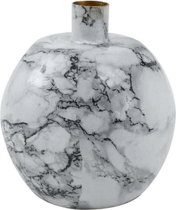 PTMD Randy Ronde Kandelaar Marmer - H13 x Ø11 cm - Ijzer - Wit