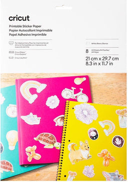 Cricut Printbaar Stickerpapier - A4 - Wit (8 vellen)