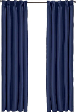 Larson - Luxe effen blackout gordijn - met haken - 3m x 2.5m - Donkerblauw