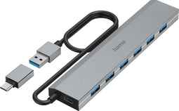 Hama 00200137 - USB 3.2 Hub - 7x 5 Gbps aansluitingen - Grijs