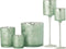 J-Line Theelicht Houder Boom Op Voet Glas Groen/Zilver Large