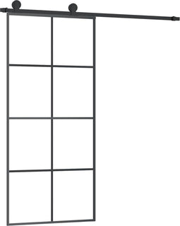 vidaXL - Schuifdeur - met - beslag - 90x205 - cm - ESG-glas - en - aluminium