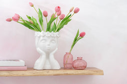 J-Line boeket Tulpen 5 Stuks - kunststof - roze - medium