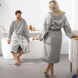 Moodit Reese - Badjas - Met capuchon en ceintuur - Zilver - XL - Unisex