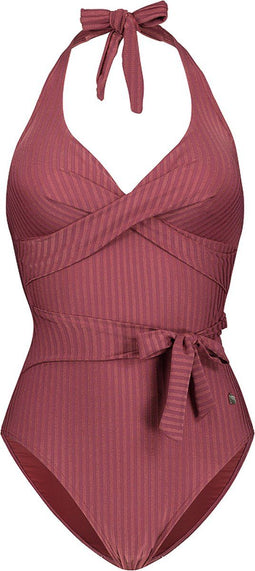 Beachlife Dark Rose - Overslag badpak - Ingebouwd topje met uitneembare padding - Plum