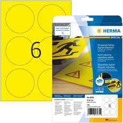 Herma 8035 - Folie-etiketten 85 x 85 mm - Extra sterk hechtend - Geel (150 stuks)