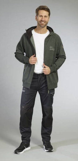 TERRAX WORKWEAR - Sweatjacket met Capuchon - Reflecterende strepen - Groen/Zwart - Maat L