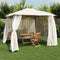 vidaXL - Prieel - zijwanden - van - gaas - en - dubbel - dak - 2,93x2,93 - m - staal - crème