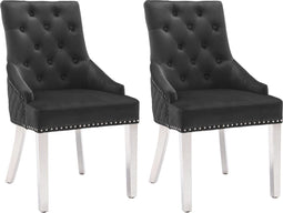 vidaXL - Eetkamerstoelen - 2 - st - fluweel - zwart