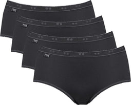 Sloggi Basic+ - Dames Midi Slip - 4-pack - Zwart (4-pack)