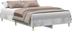 vidaXL - Bedframe - zonder - matras - 135x190 - cm - spaanplaat - betongrijs