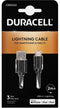 Duracell USB5022A - USB naar Lightning-kabel - 2m 5V/3A 480 Mbps - Zwart