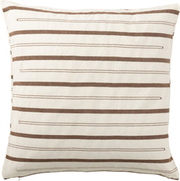 J-Line kussen Lijnen - katoen - wit/bruin