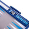 Engelhart Backgammon - 18 inch - Grijs Blauw Wit Ingelegd Bord - Sky Blue Koffer met Handvat