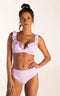Beachlife Lilac Check Ruffle - Bikinitop met voorgevormde cups en beugel - Maat 36E - Lila/Geblokt
