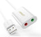 UGREEN Externe USB Geluidskaart voor 3.5 mm Jack Wit