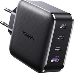 UGREEN Highspeed 65W compact smartphone & laptop lader geschikt voor iPhone, Macbook pro, Android en Surface book - Quick charge met 3 USB C poorten en USB 3.0 poort - USB-C - USB-A