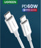 UGREEN USB-C naar USB-C Kabel 3A Fast Charge 1 Meter Wit