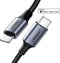 UGREEN USB C to Lightning Kabel - 1M - Zwart - MFi Gecertificeerd Nylon PD Oplader Kabel Voor iPhone 12/12 Mini/ 12 Pro/ 12 Pro Max/SE/ 11/11 Pro/X/XR/XS MAX/ 8/8 Plus