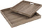J-Line plateau Vierkant - dienblad - hout - naturel - 2 stuks