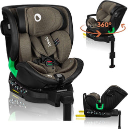 Lionelo Harmony - i-Size Autostoel 4in1 - 360° Draaibaar - ISOFIX + Steunpoot - RWF en FWF - Side Impact Guard - Bamboe hoes - Groen Olijf