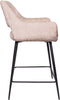 PTMD Fal LOW Velvet Khaki Bar Stool Black Metal Leg KD