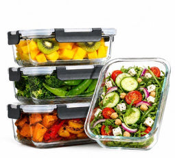 Five Stars® Glazen Vershoudbakjes - 1040 ml - Luchtdicht - Set van 4 (4 stuks)