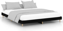 vidaXL - Bedframe - bewerkt - hout - zwart - 140x200 - cm