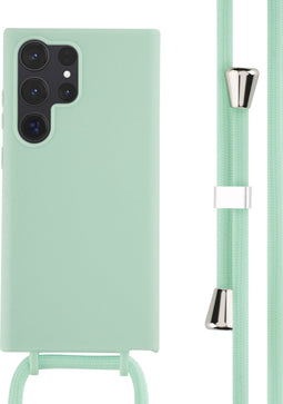 iMoshion Hoesje Geschikt voor Samsung Galaxy S23 Ultra Hoesje Met Koord - iMoshion Siliconen hoesje met koord - Mintgroen