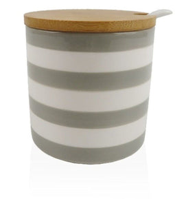 Suikerpot Versa Grijs Keramisch Dolomite 8 x 8 x 8 cm Strepen Cirkelvormig