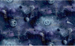 Noordwand Behang Good Vibes Galaxy Planets and Text zwart en paars