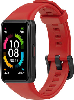 iMoshion Bandje Geschikt voor Huawei Band 6 / Honor Band 6 - iMoshion Siliconen band zwarte gesp met installatiehulp - Rood