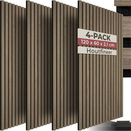 tectake® Akoestische Panelen - Set van 4 - Geluidsisolatie - Donker Eiken (set van 4)