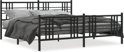 vidaXL - Bedframe - met - voetbord - zonder - matras - metaal - zwart - 180x200 - cm