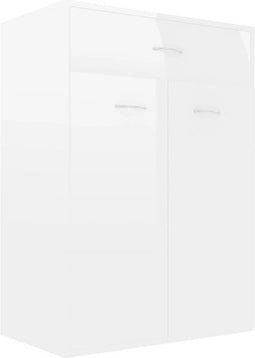vidaXL - Schoenenkast - 60x35x84 - cm - bewerkt - hout - hoogglans - wit