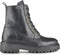 PS Poelman Leta - Dames Leren Enkellaarzen met Veters en Rits - Chunky Plateauzool 4,5 cm - Zwart